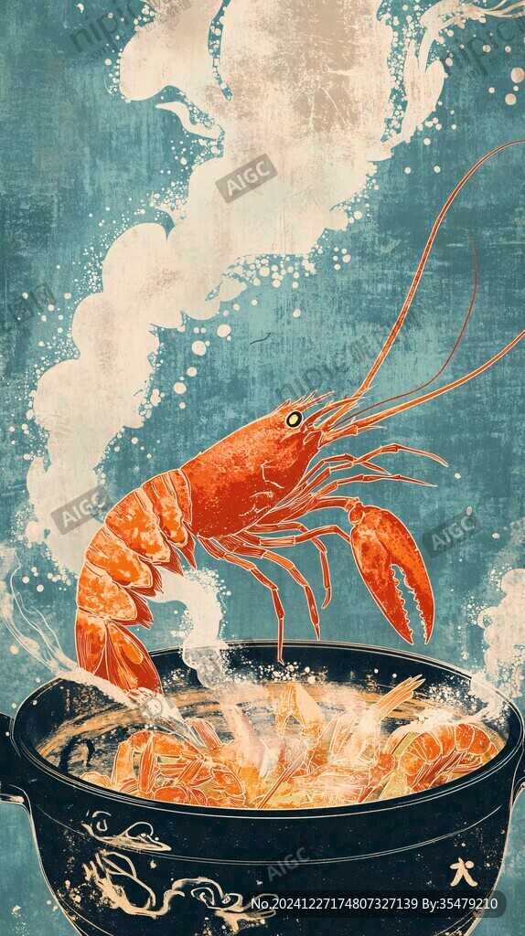 油悶大蝦插畫
