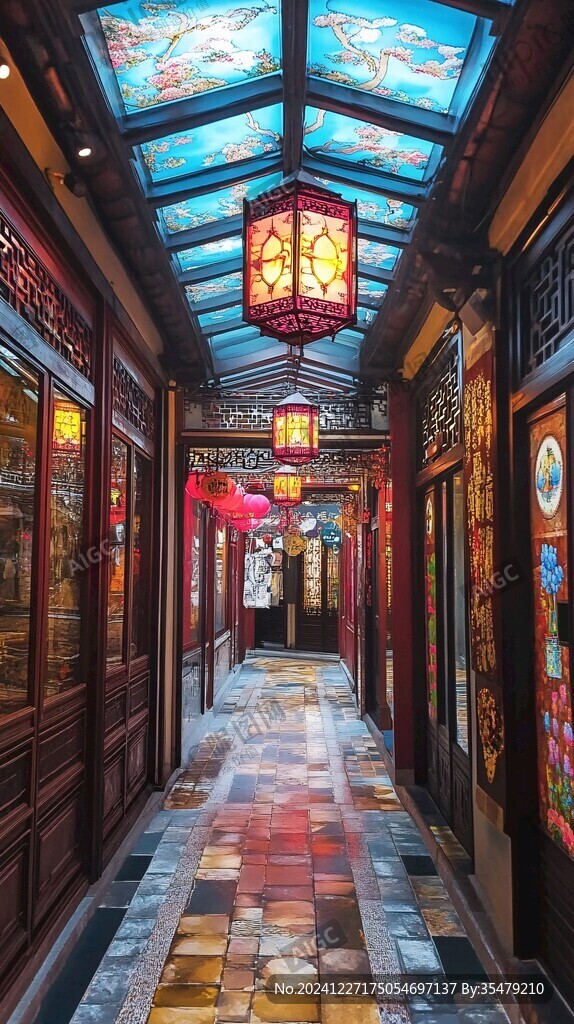 閩南仿古街走廊