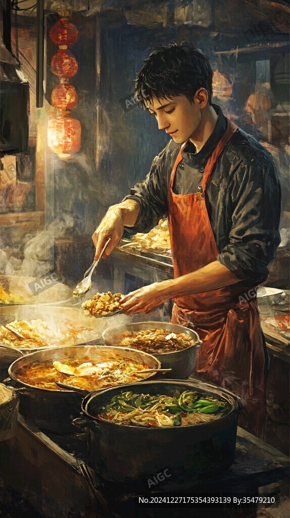 面館男孩插畫(huà)