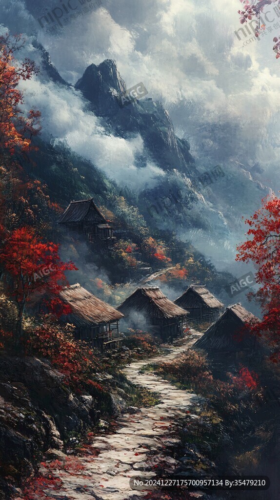 唯美山村圖