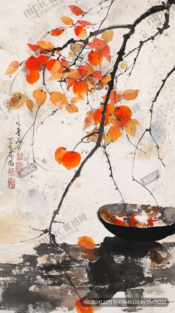 柿瀑圖