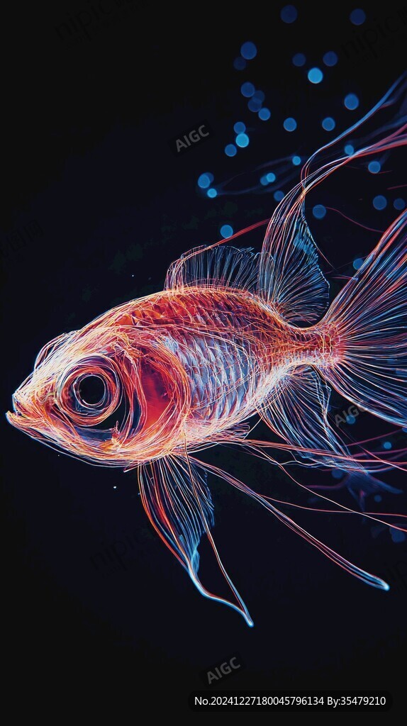炫酷光效鯉魚裝飾畫