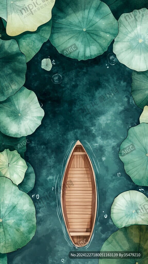 蓮葉插畫(huà)插圖海報(bào)配圖