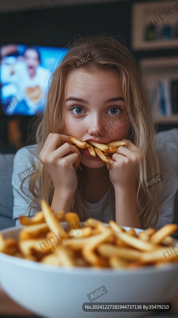 吃零食看電視