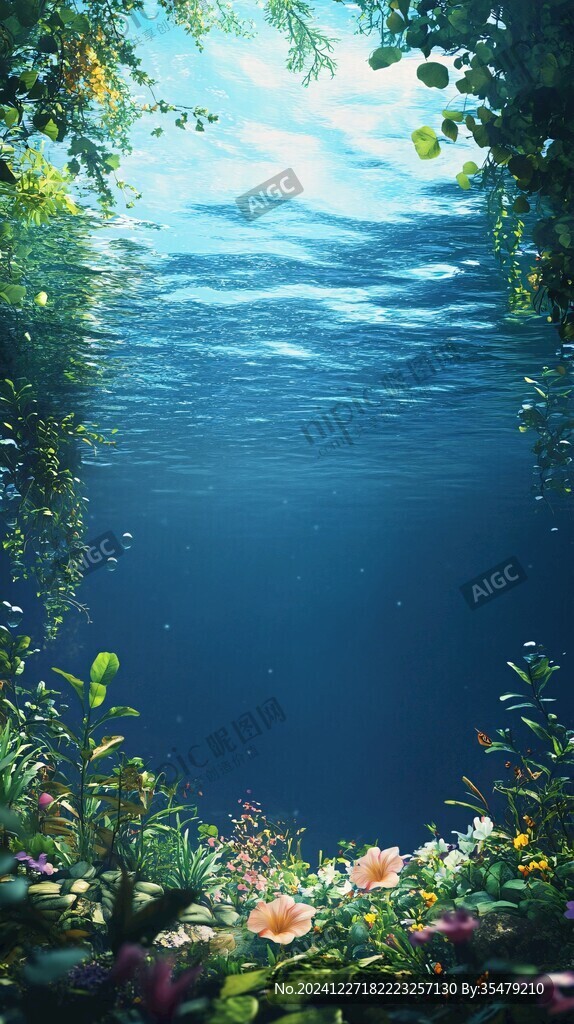 紋理海底世界夢(mèng)幻藍(lán)色