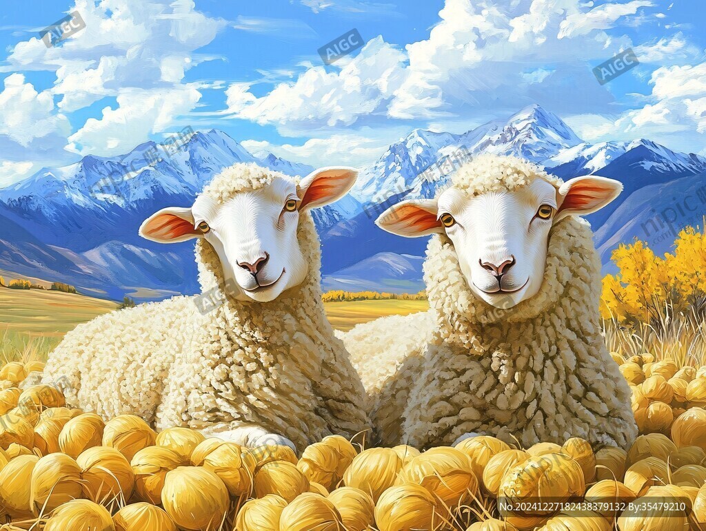 草原綿羊插畫