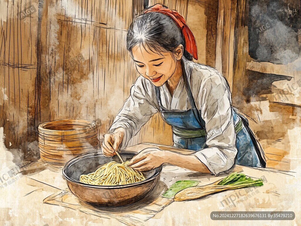 手搟面插畫(huà)