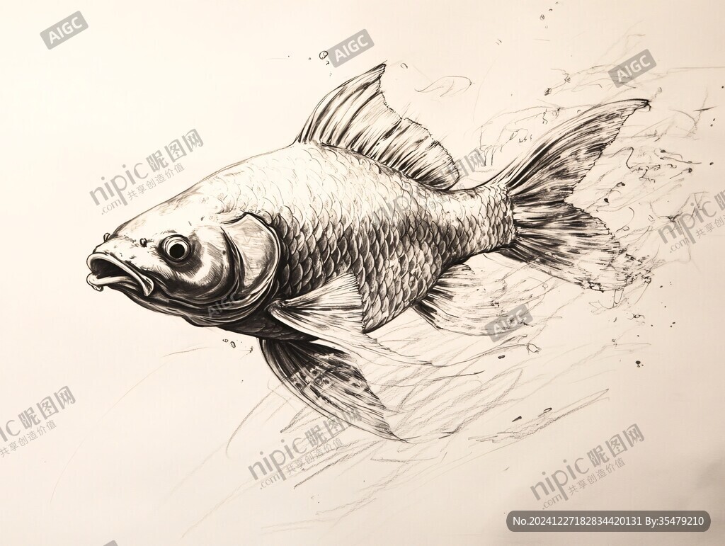 黑白魚手繪