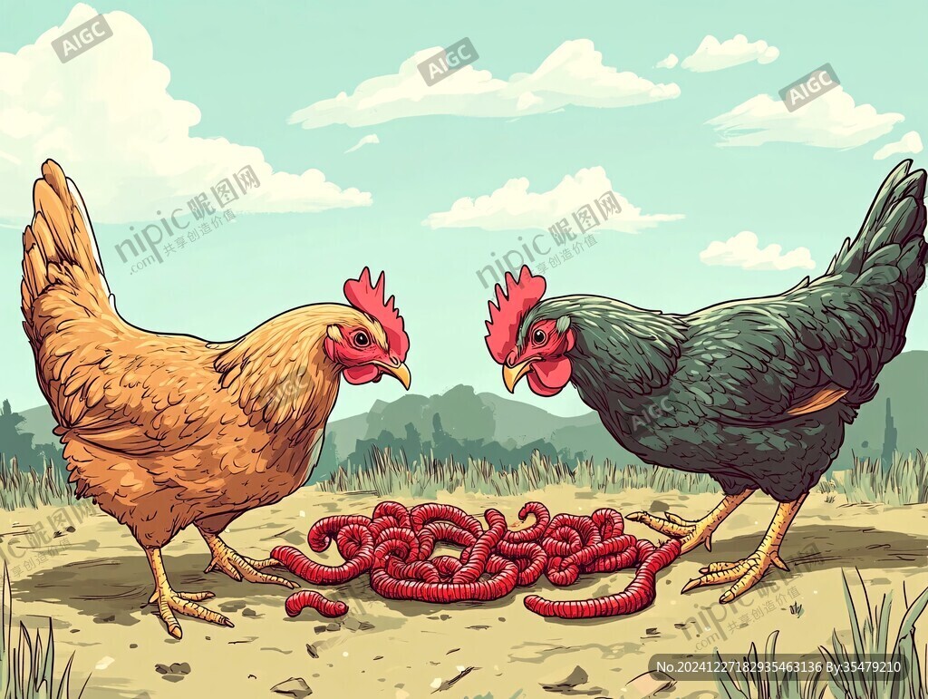 散養(yǎng)雞插畫