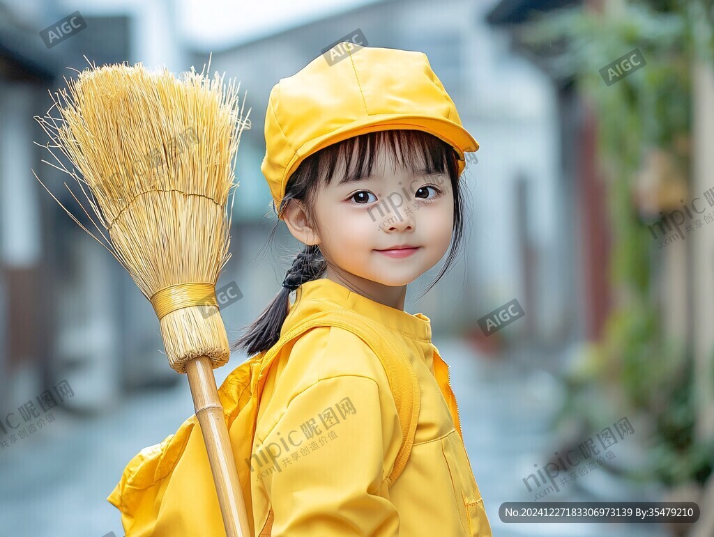 掃地的小女孩