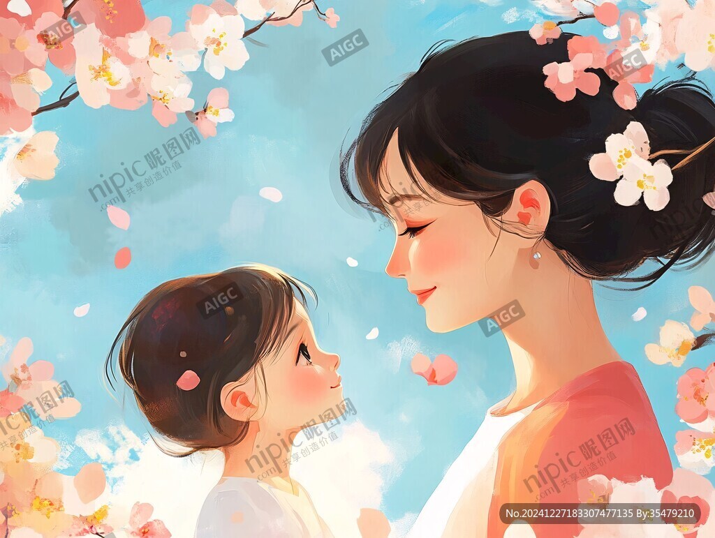 母親節(jié)肌理插畫