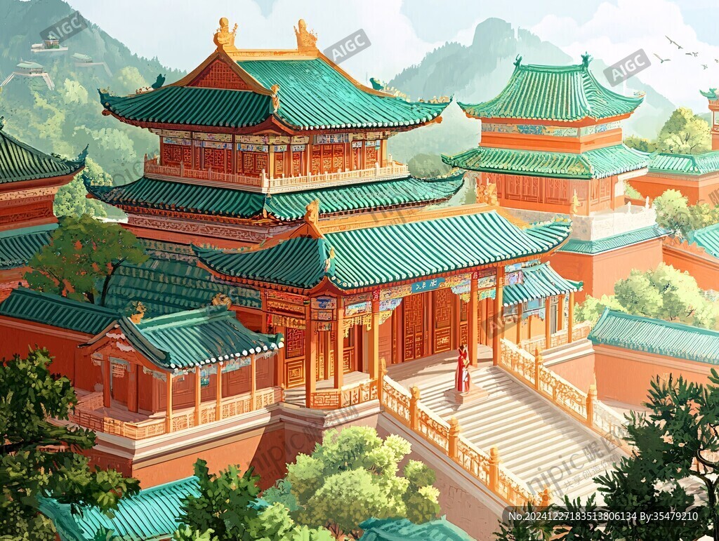皇宮樓閣插畫