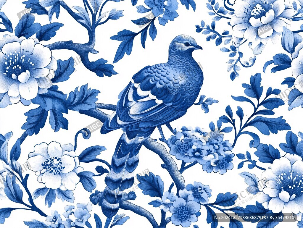 歐式手繪花鳥
