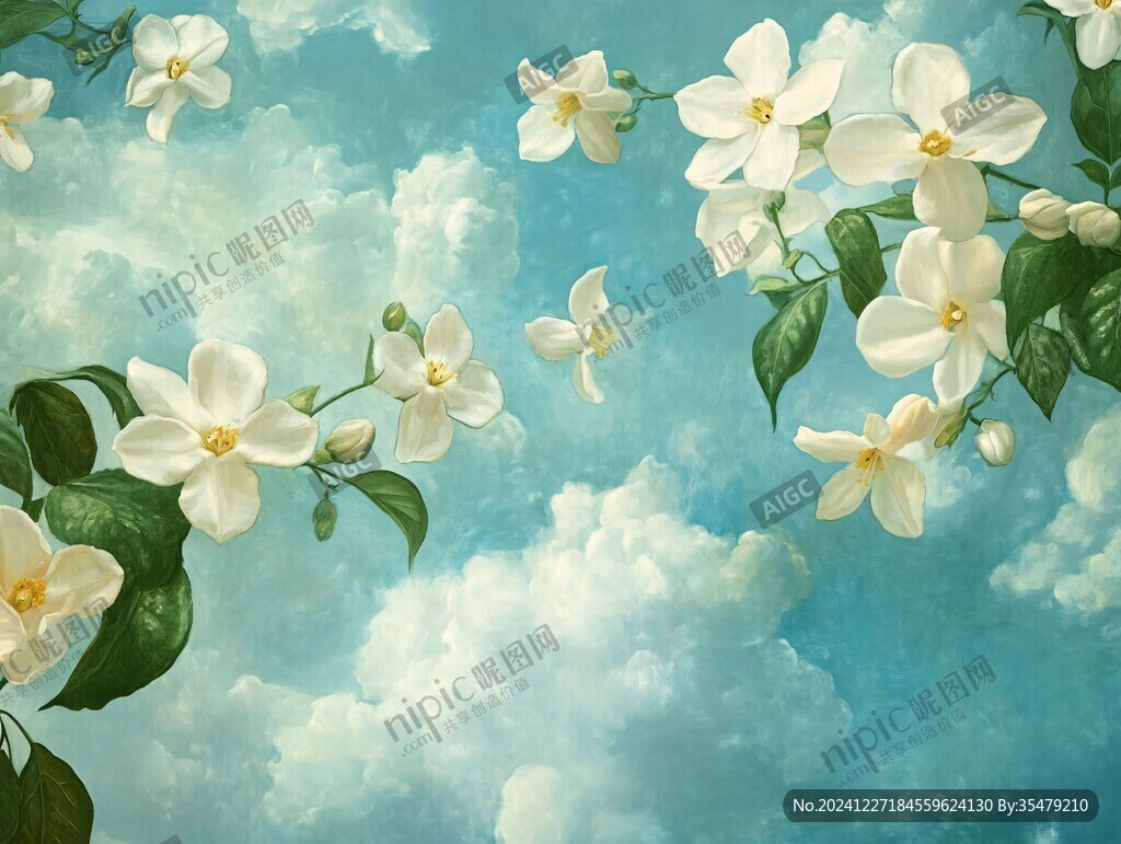 茉莉花壁畫