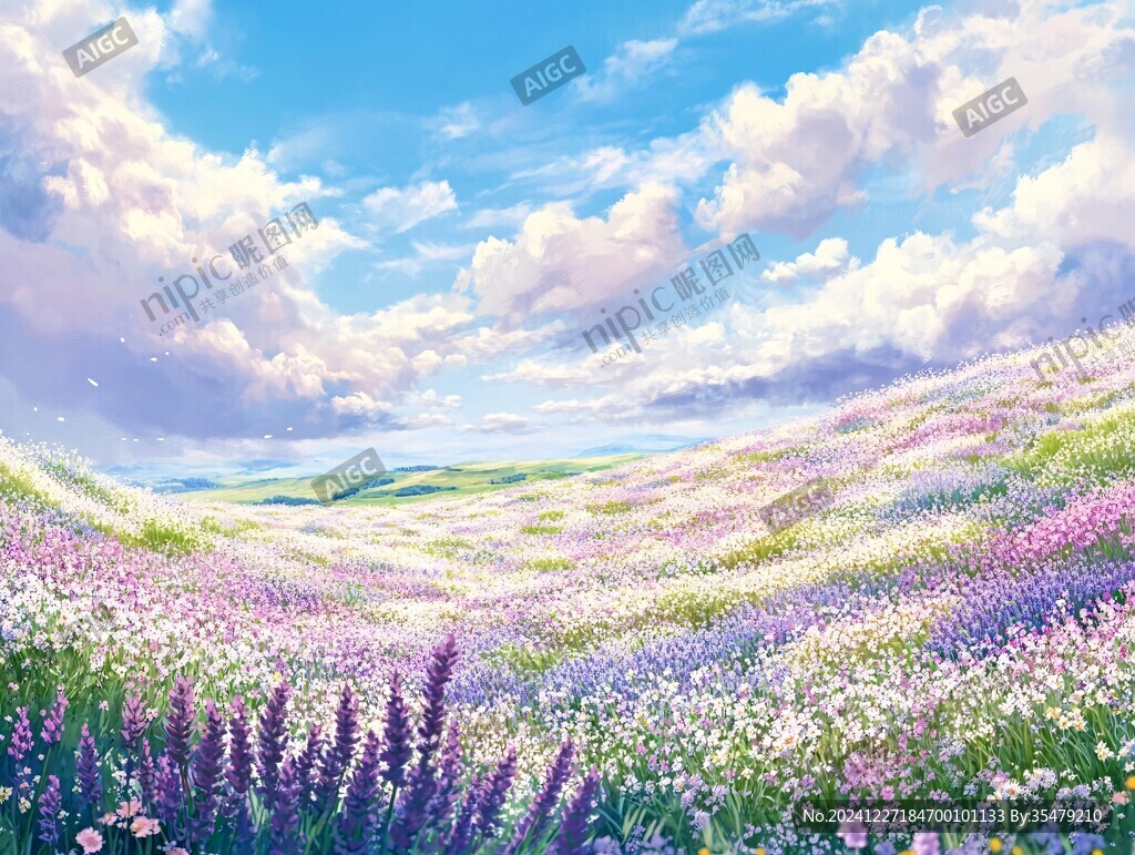 唯美夢幻花田場景