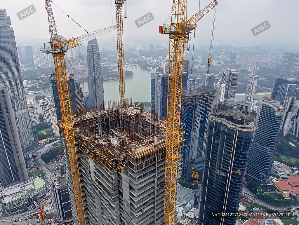 航拍樓房建造