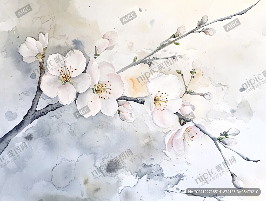 水彩梅花墻紙