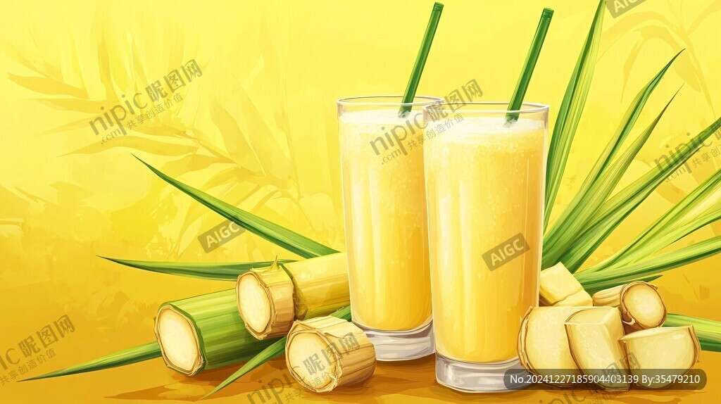 甘蔗汁插畫
