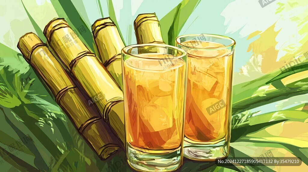 竹筒奶茶插畫