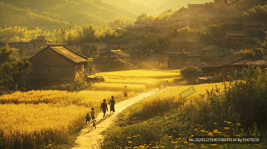 金黃稻田鄉(xiāng)村旅游
