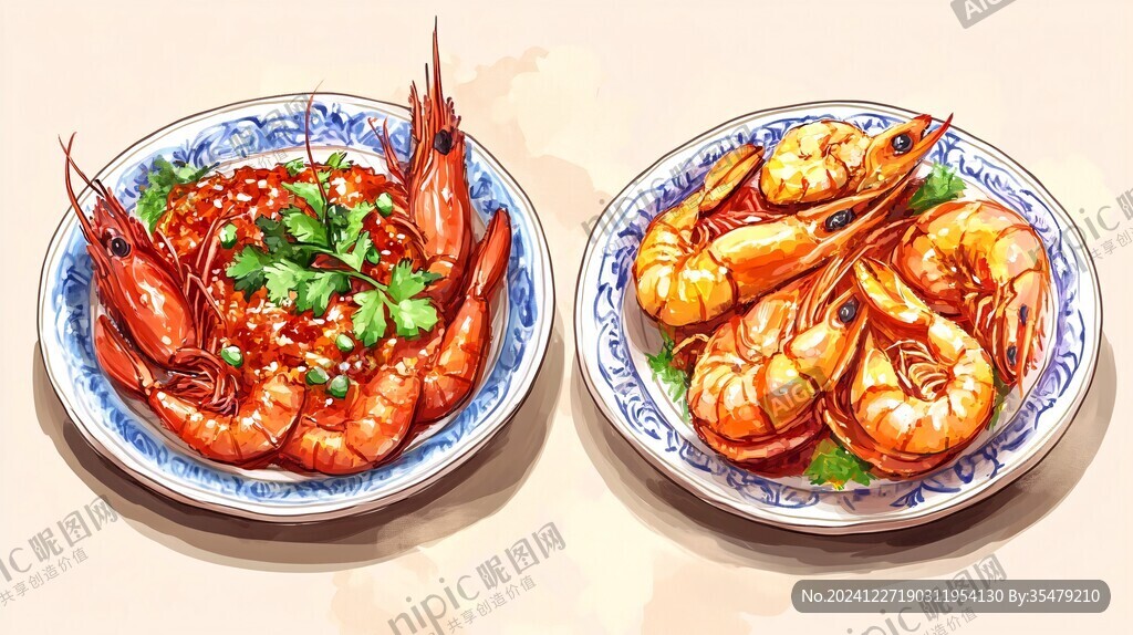 油悶大蝦插畫