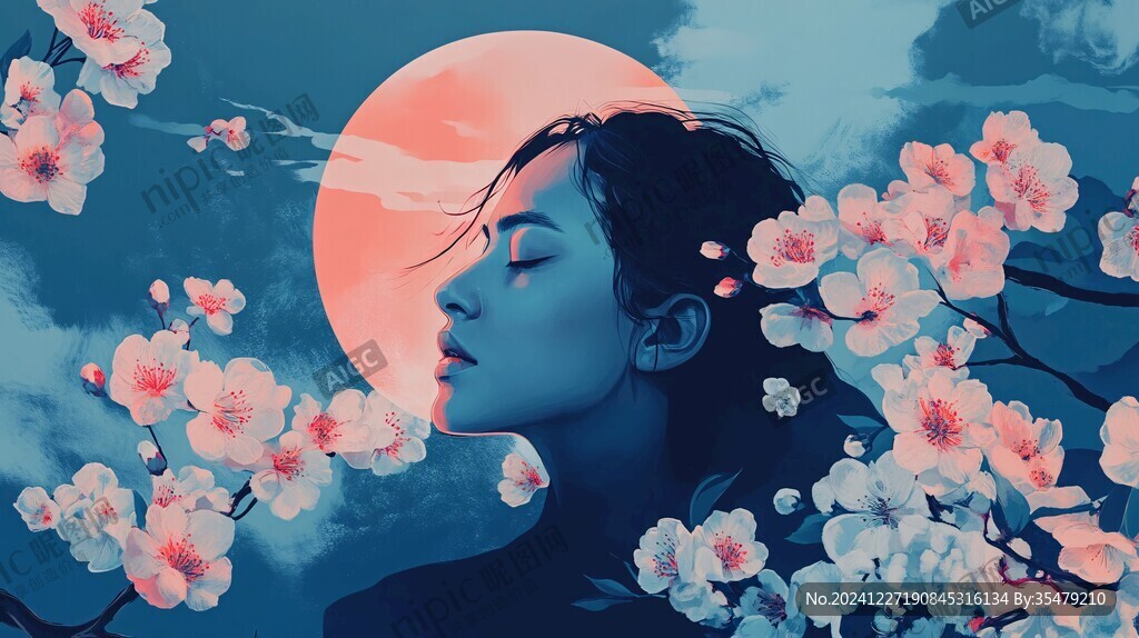花好月圓包裝插畫