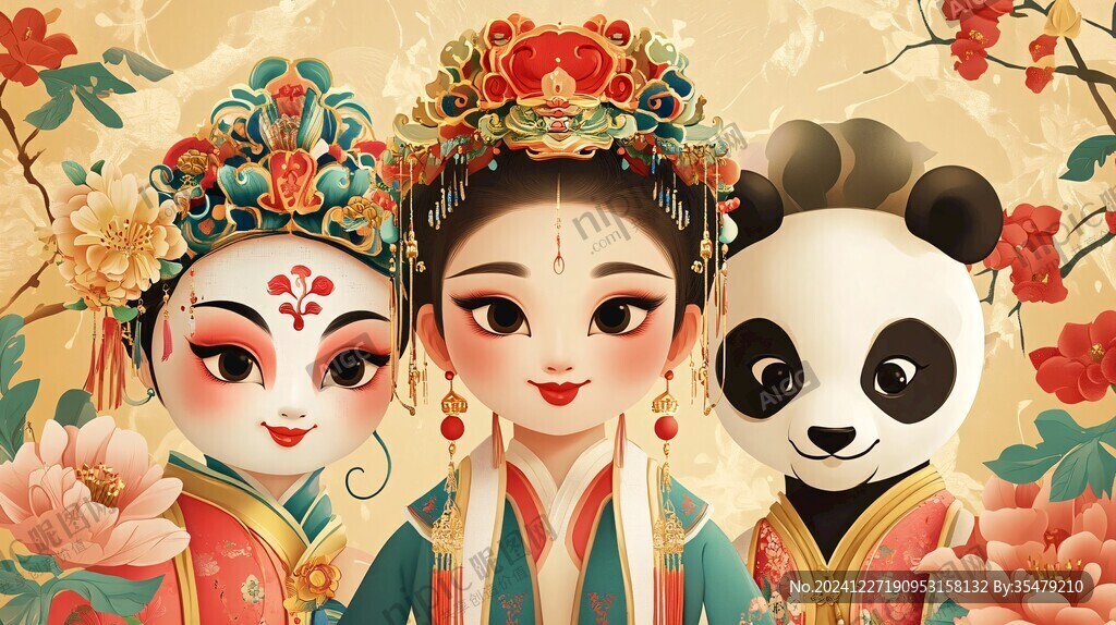 十二花神熊貓文創插畫