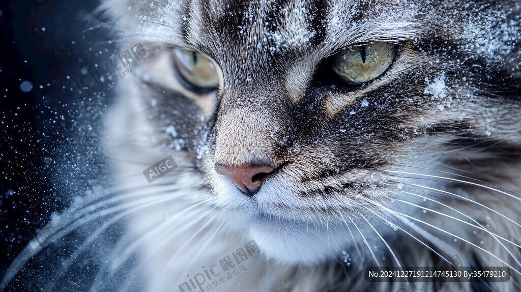 雪地中的貓咪