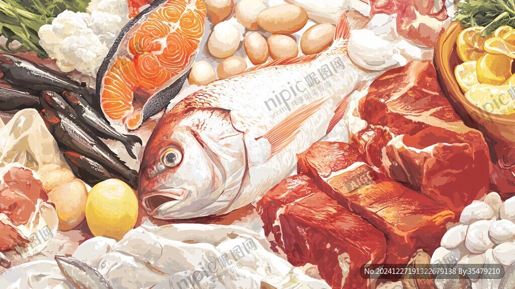 魚(yú)肉包裝插畫(huà)