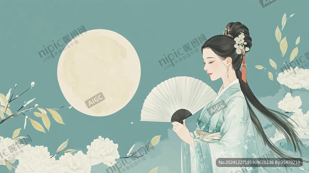 中秋古裝插畫