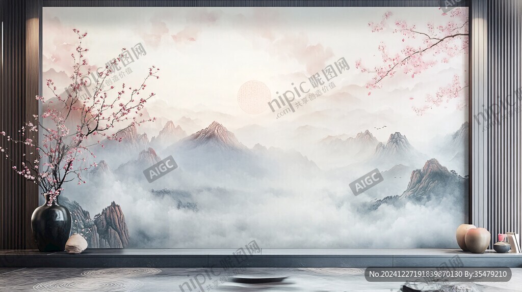 意境遠山背景墻