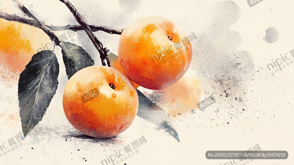 秋梨枇杷插畫