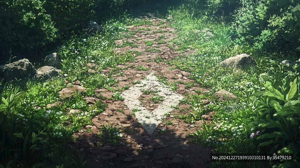 林間小石路田園自然