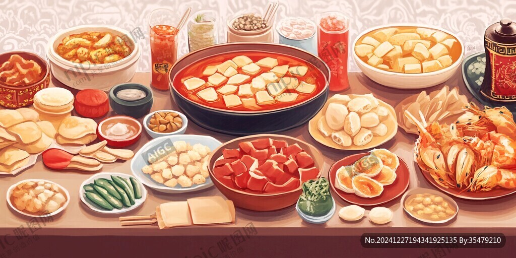 春節(jié)火鍋插畫