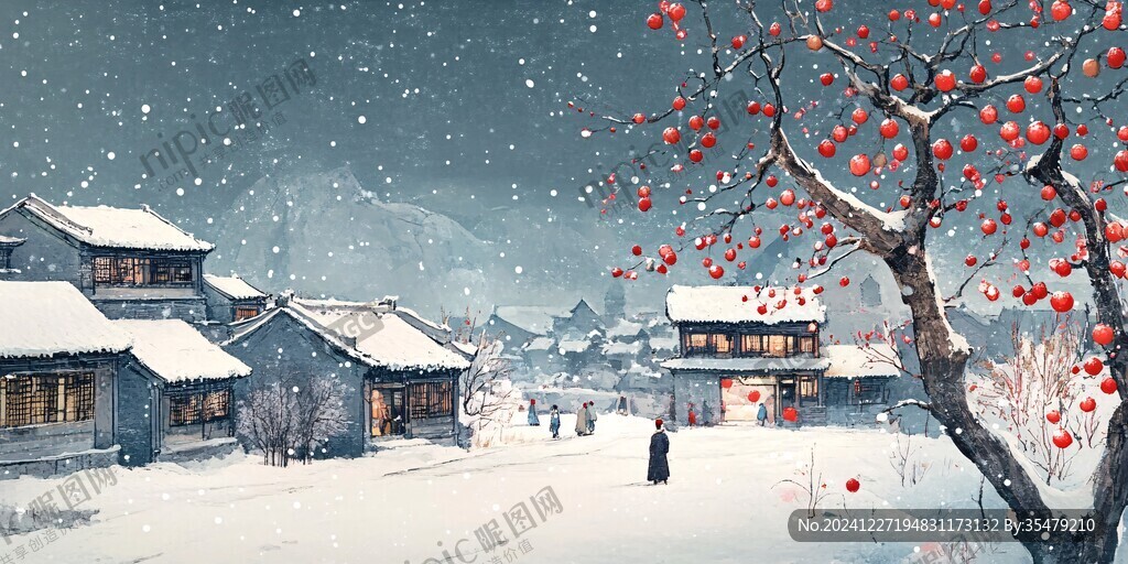 雪景古風插畫