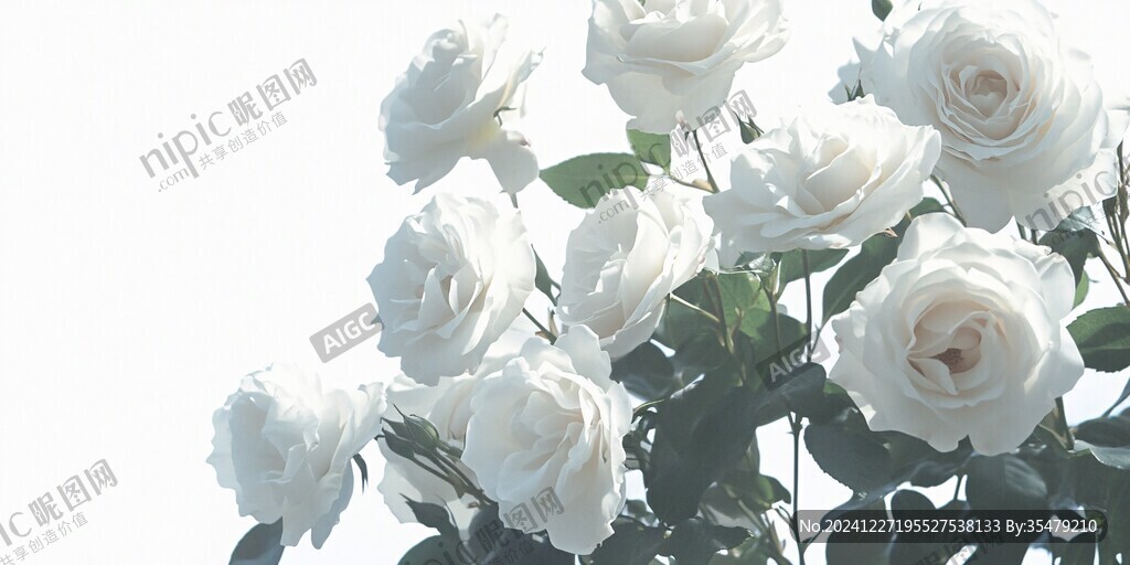 白色月季花簇