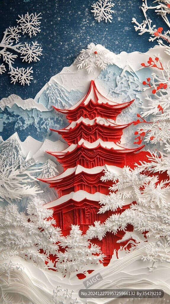 雪景剪紙