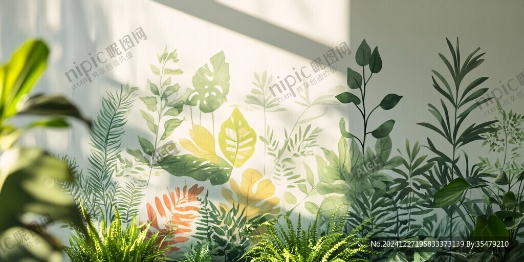 熱帶植物背景墻