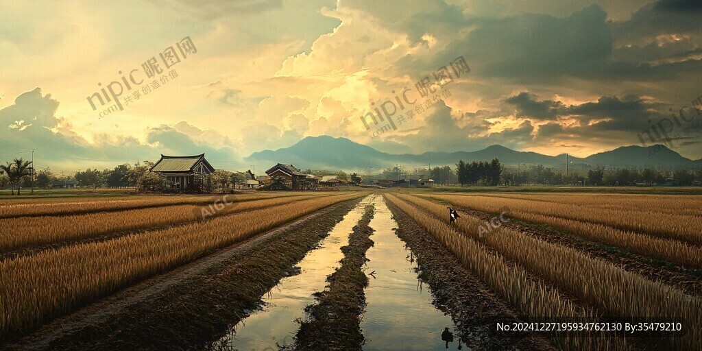 唯美鄉(xiāng)村稻田
