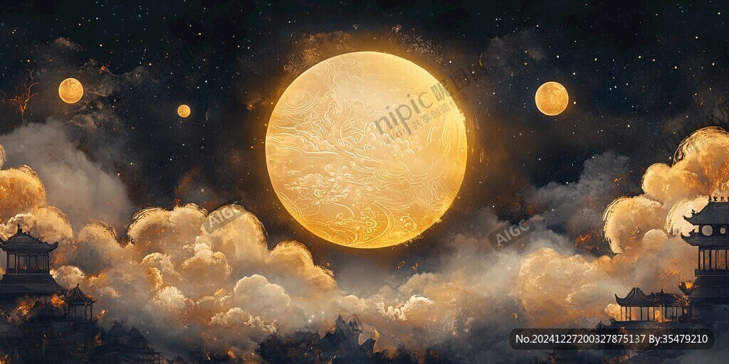 中秋夢幻插畫