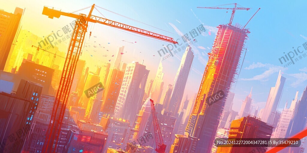 日落建筑插畫(huà)