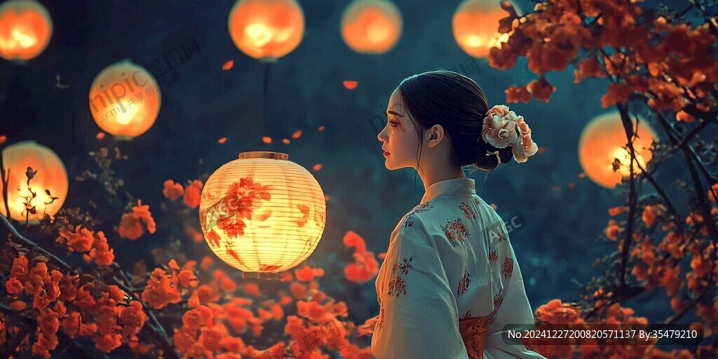 執(zhí)燈籠的美女