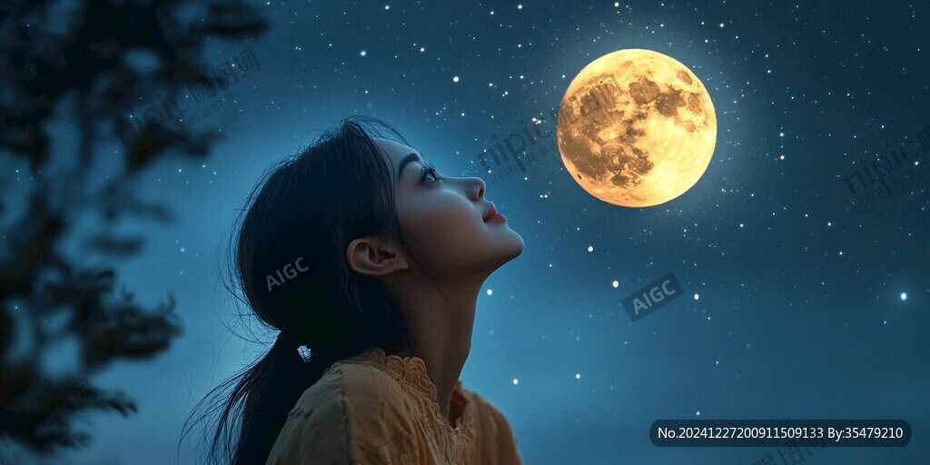 月光下的少女