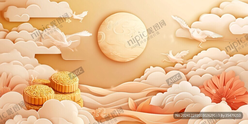 月餅包裝中秋插畫(huà)