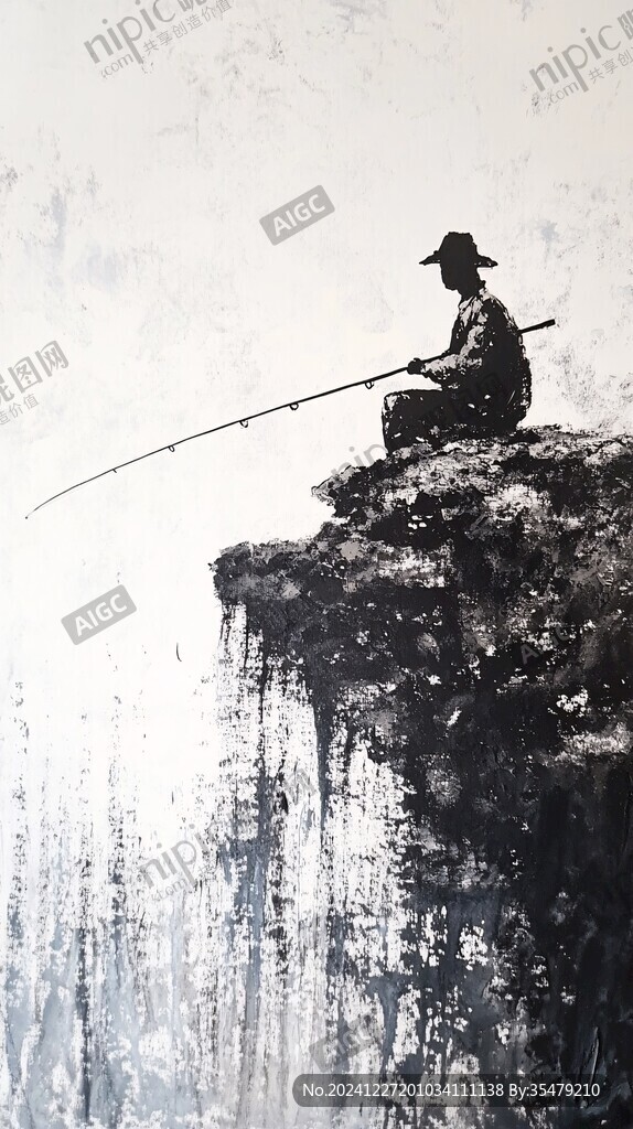 手繪垂釣海報