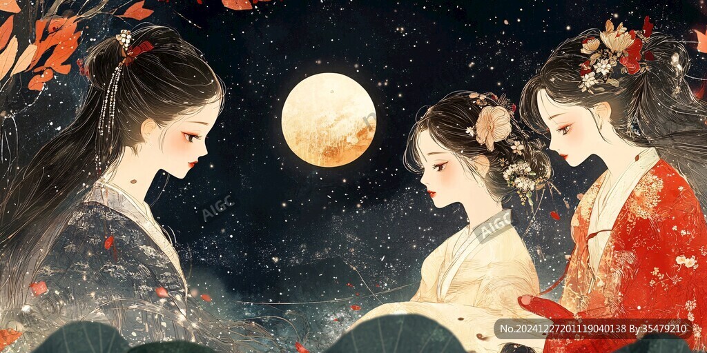 中秋古裝插畫