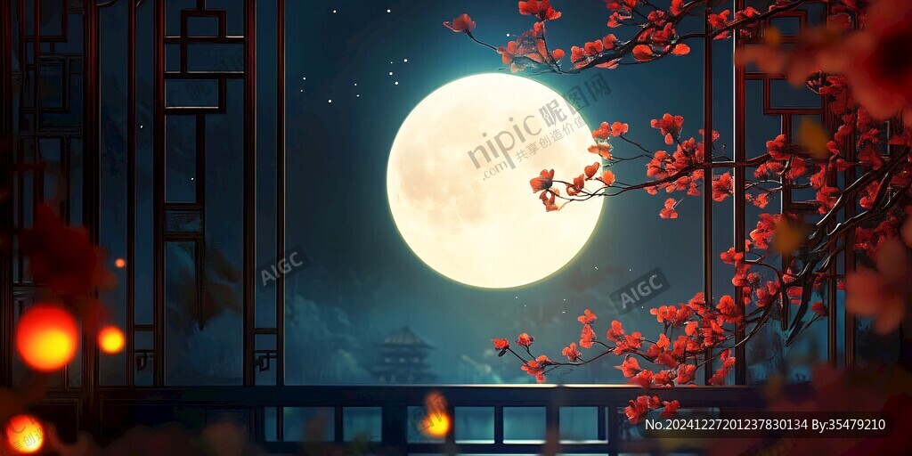 花好月圓賀圖