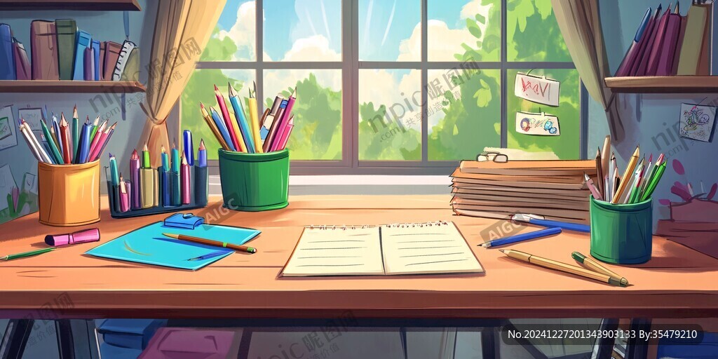 書桌插畫
