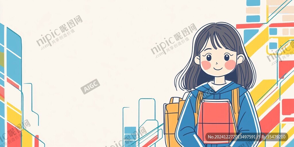 抱著書的女生
