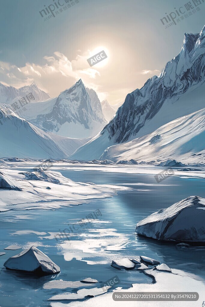 雪山河流圖